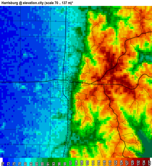 Harrisburg elevation map