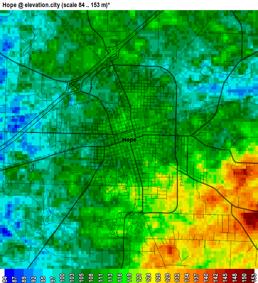 Hope elevation map