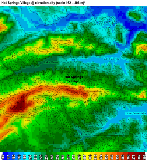 Hot Springs Village elevation map