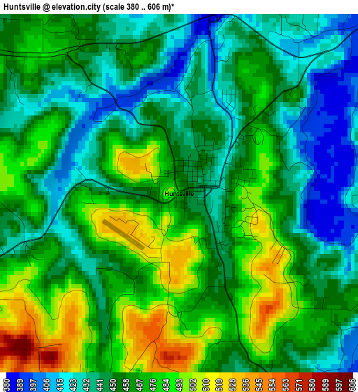 Huntsville elevation map