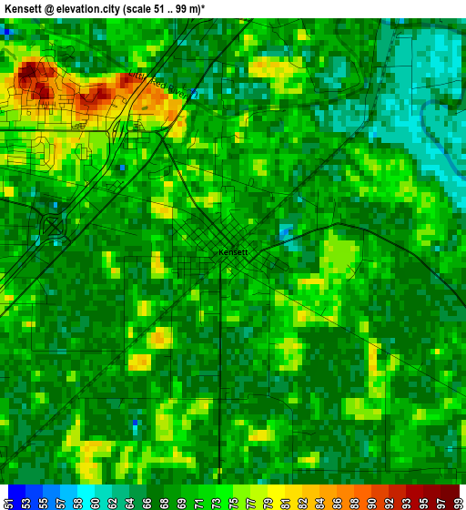 Kensett elevation map