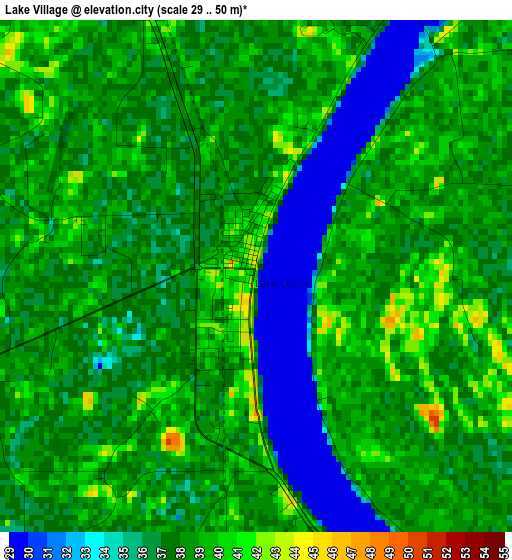 Lake Village elevation map