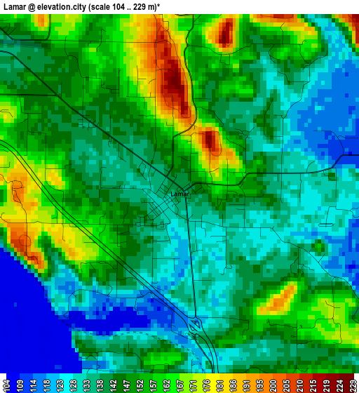 Lamar elevation map