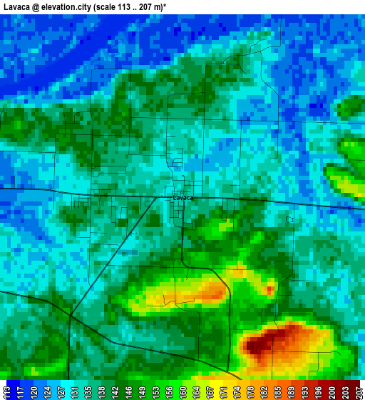 Lavaca elevation map