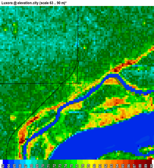 Luxora elevation map