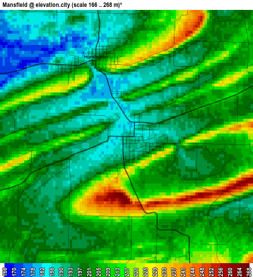 Mansfield elevation map