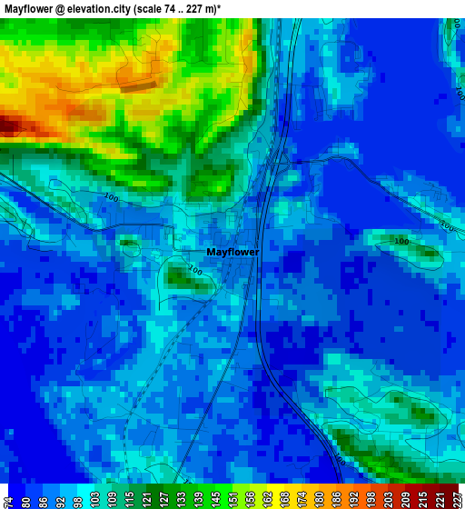 Mayflower elevation map