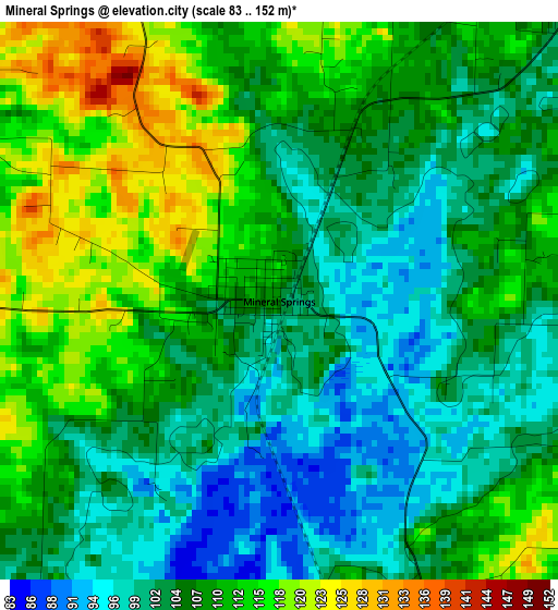 Mineral Springs elevation map