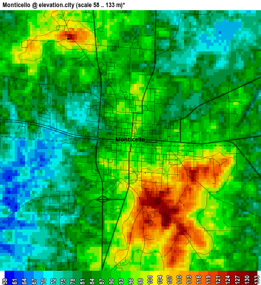 Monticello elevation map