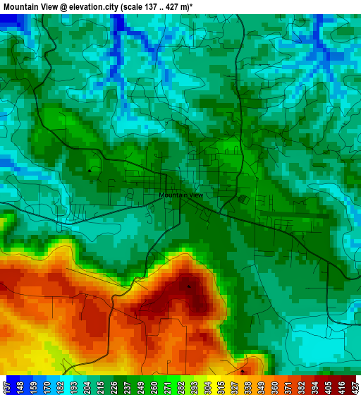 Mountain View elevation map