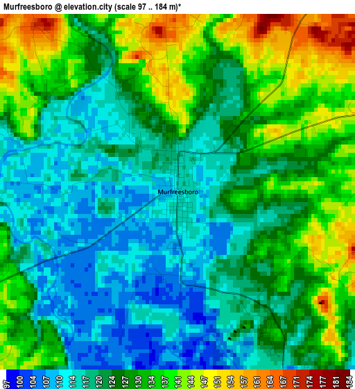 Murfreesboro elevation map