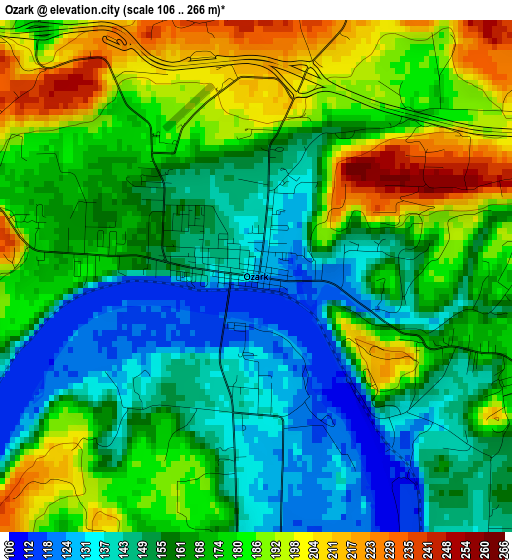 Ozark elevation map