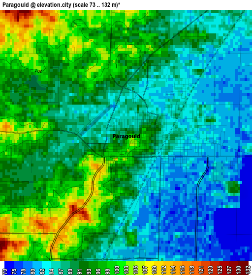 Paragould elevation map