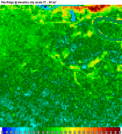 Pea Ridge elevation map