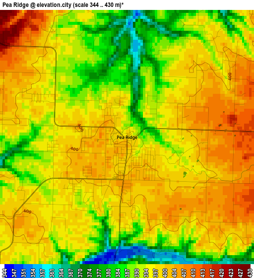 Pea Ridge elevation map