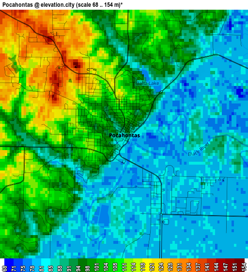 Pocahontas elevation map