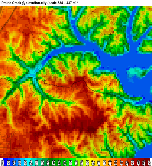 Prairie Creek elevation map