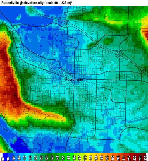 Russellville elevation map