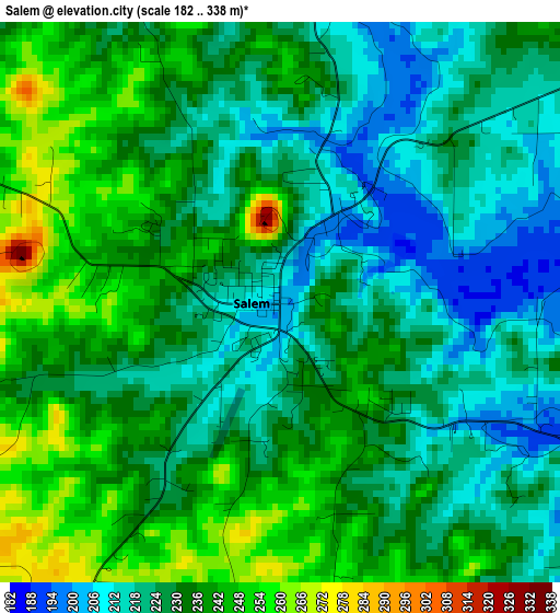 Salem elevation map