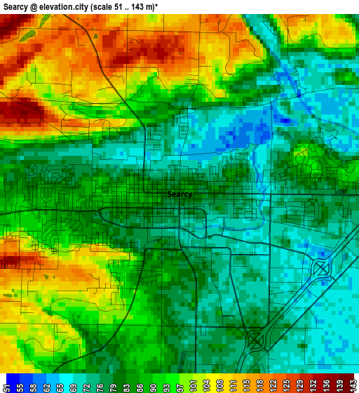 Searcy elevation map