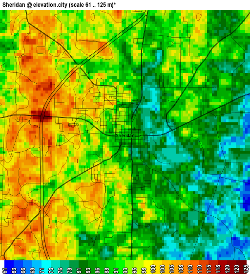 Sheridan elevation map