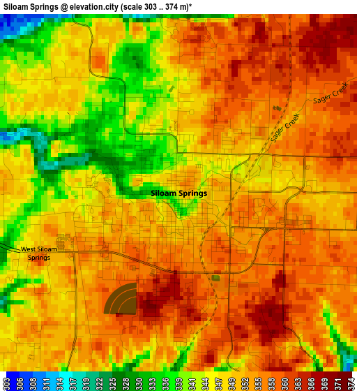 Siloam Springs elevation map