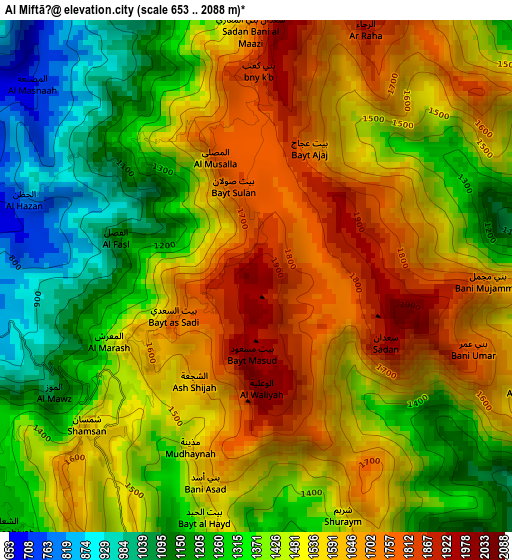 Al Miftāḩ elevation map