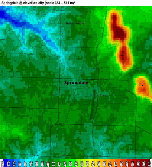 Springdale elevation map