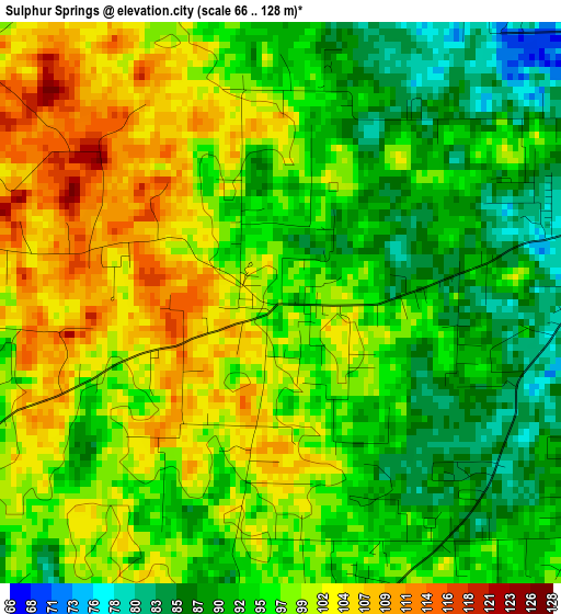 Sulphur Springs elevation map