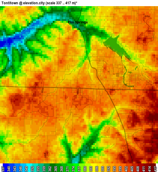 Tontitown elevation map