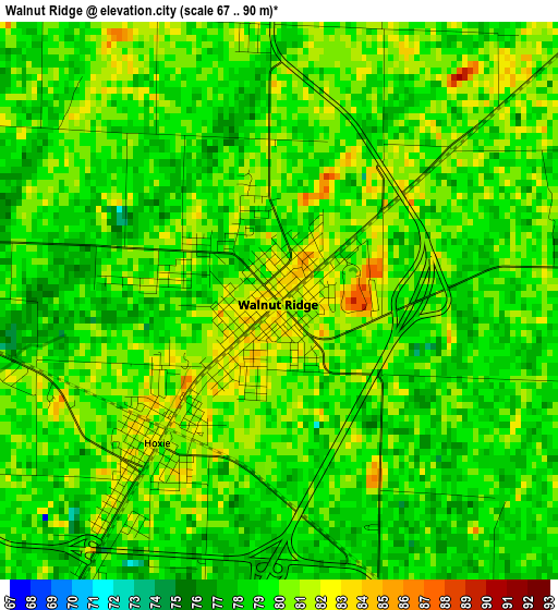 Walnut Ridge elevation map