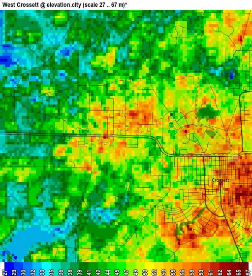 West Crossett elevation map