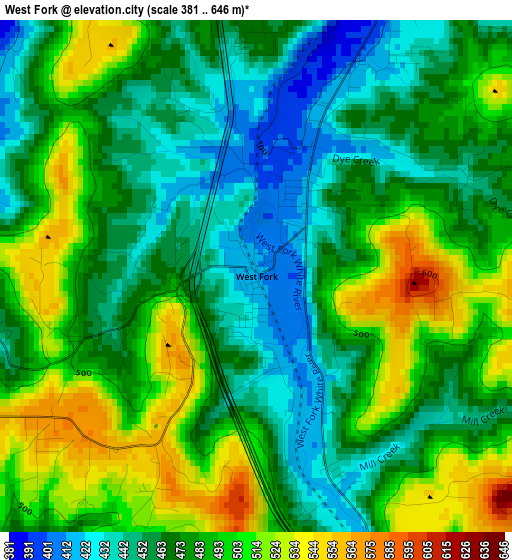 West Fork elevation map