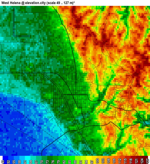 West Helena elevation map