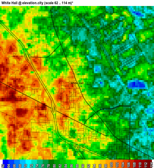 White Hall elevation map