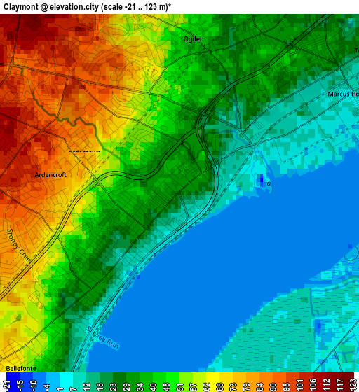 Claymont elevation map