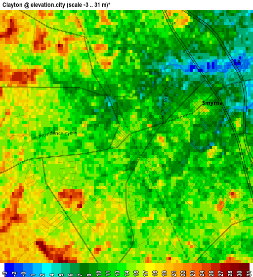 Clayton elevation map