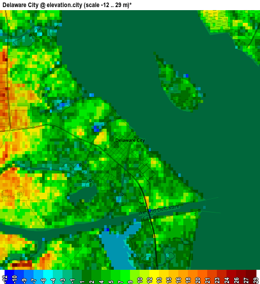 Delaware City elevation map