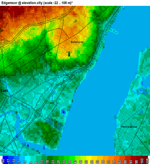 Edgemoor elevation map