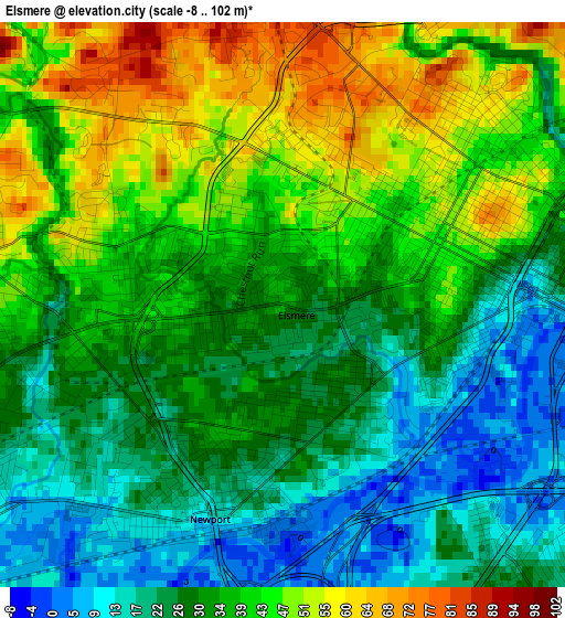 Elsmere elevation map