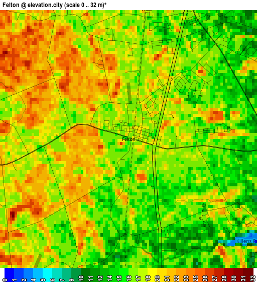 Felton elevation map