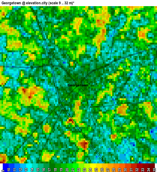 Georgetown elevation map