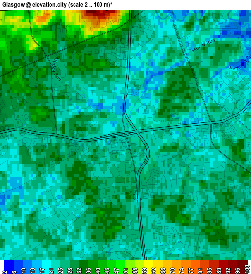 Glasgow elevation map