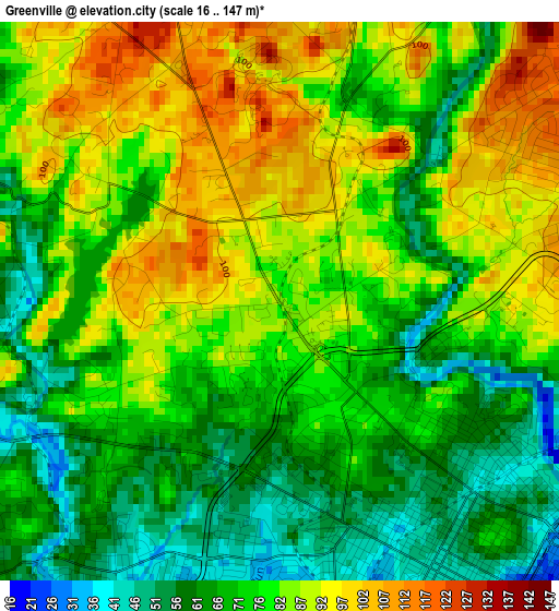 Greenville elevation map