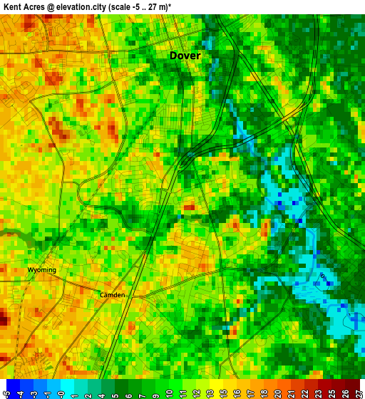 Kent Acres elevation map