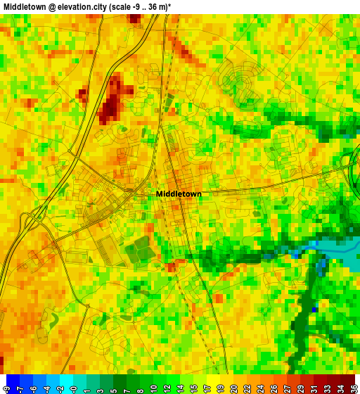 Middletown elevation map