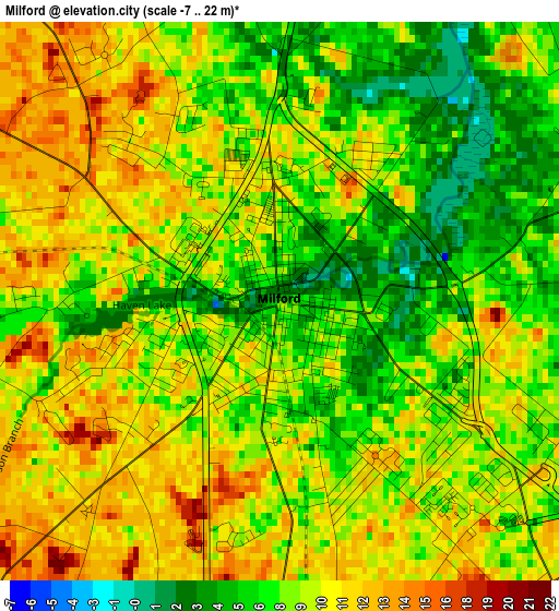 Milford elevation map