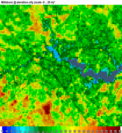 Millsboro elevation map