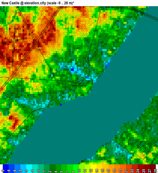 New Castle elevation map