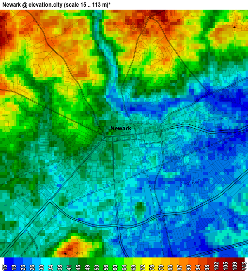 Newark elevation map